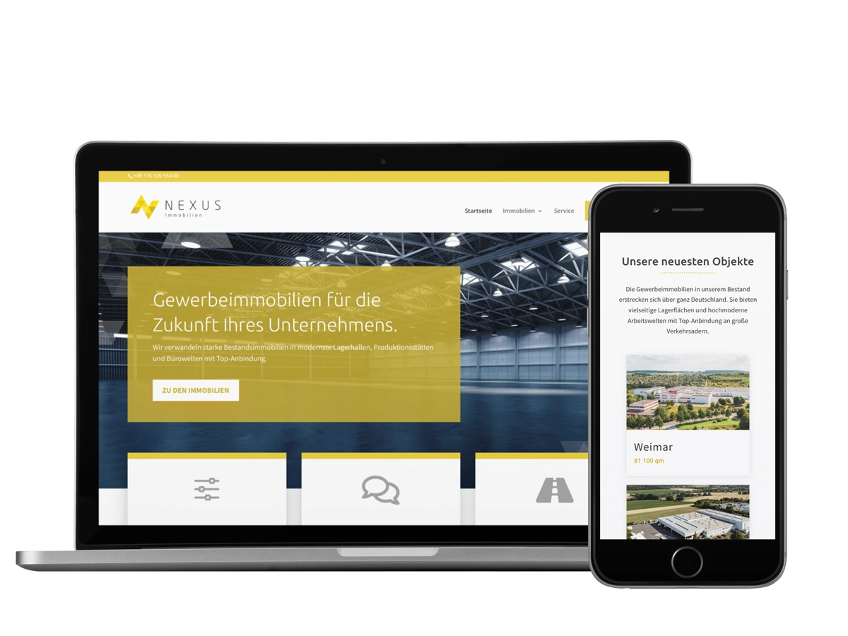 Screenshot der Website von Nexus Immobilien