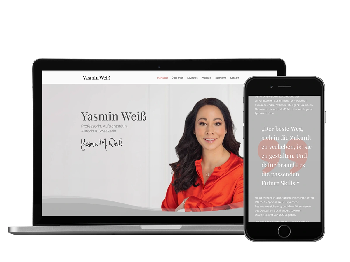 Screenshot der Website von Yasmin Weiß